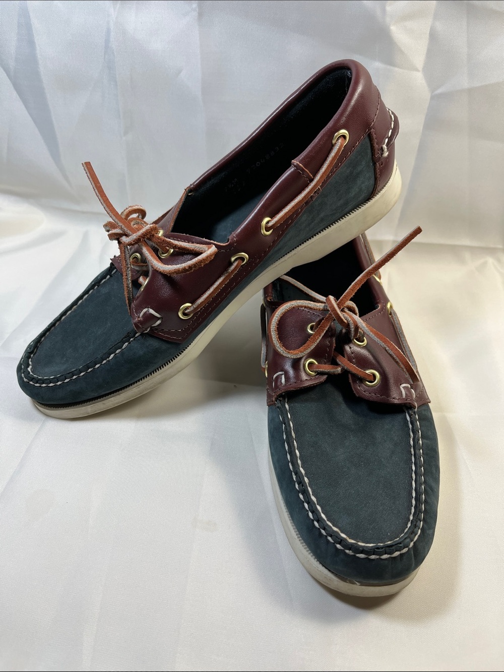 Sebago Two-Tone Leather & Suede Boat Shoes - Navy & Brown